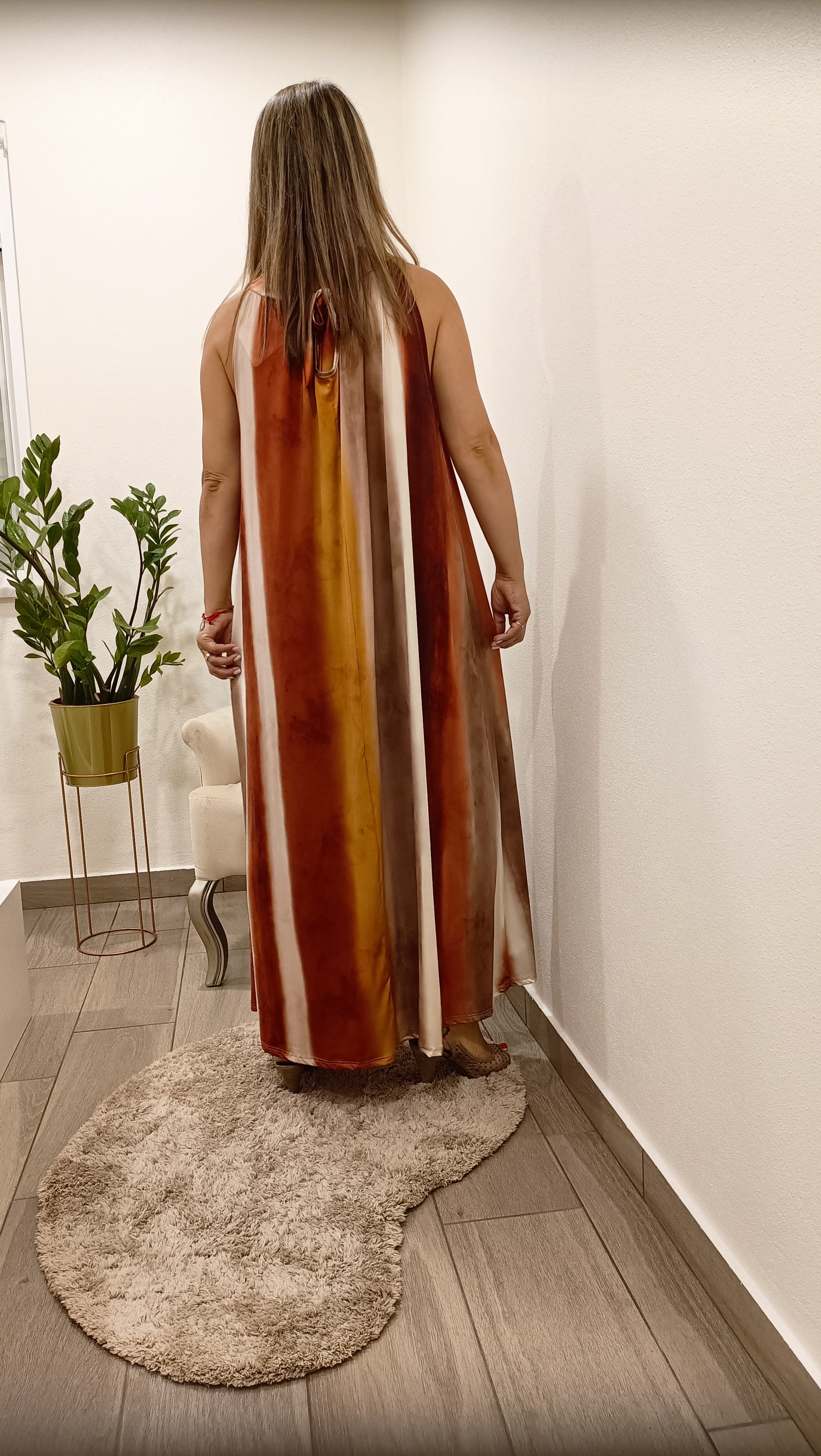 Carlota - Vestido Riscas Maxi Elegante